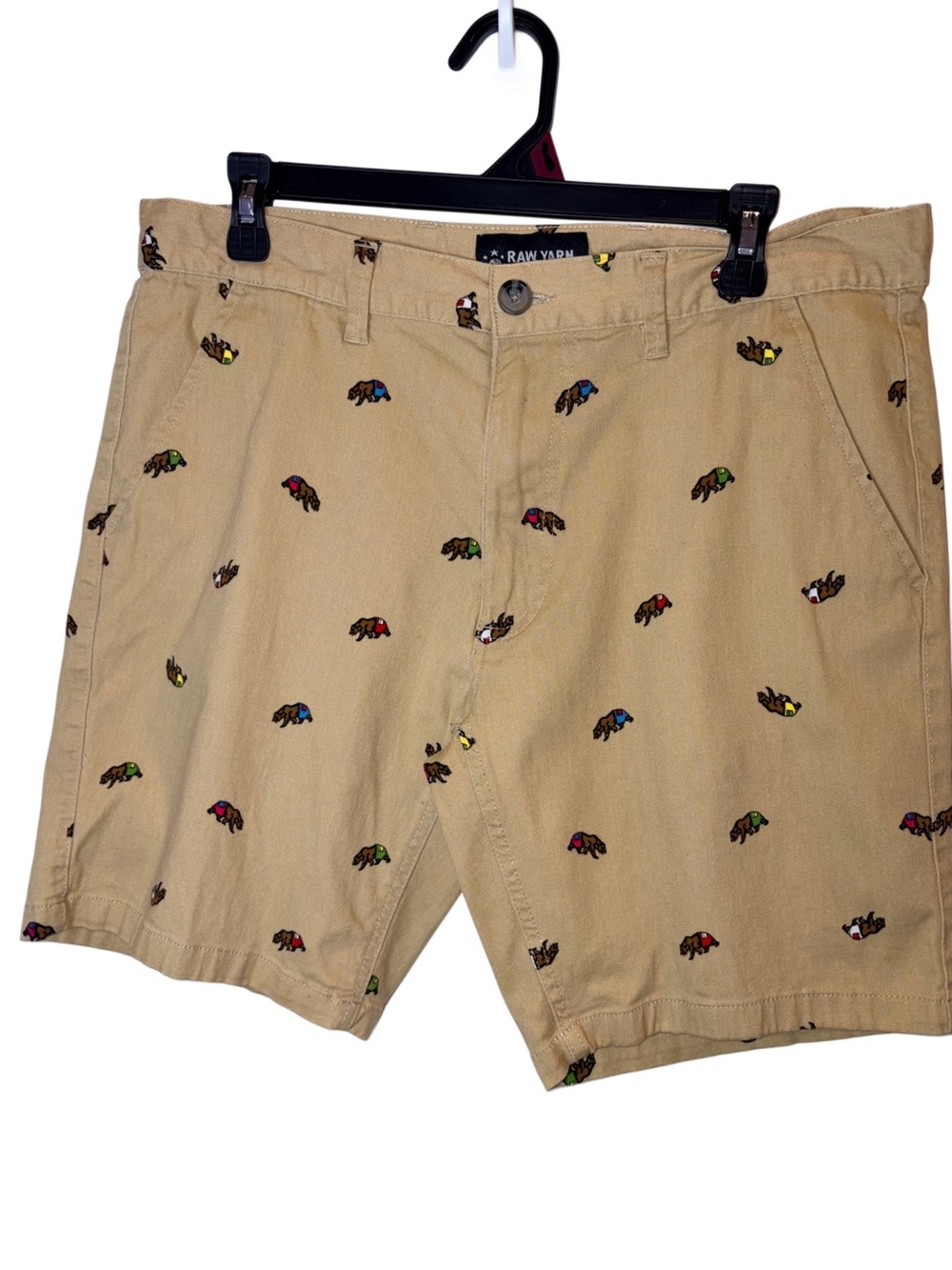 🐻 Men’s Raw Yarn Industries Embroidered Chino Bear Shorts 🐻